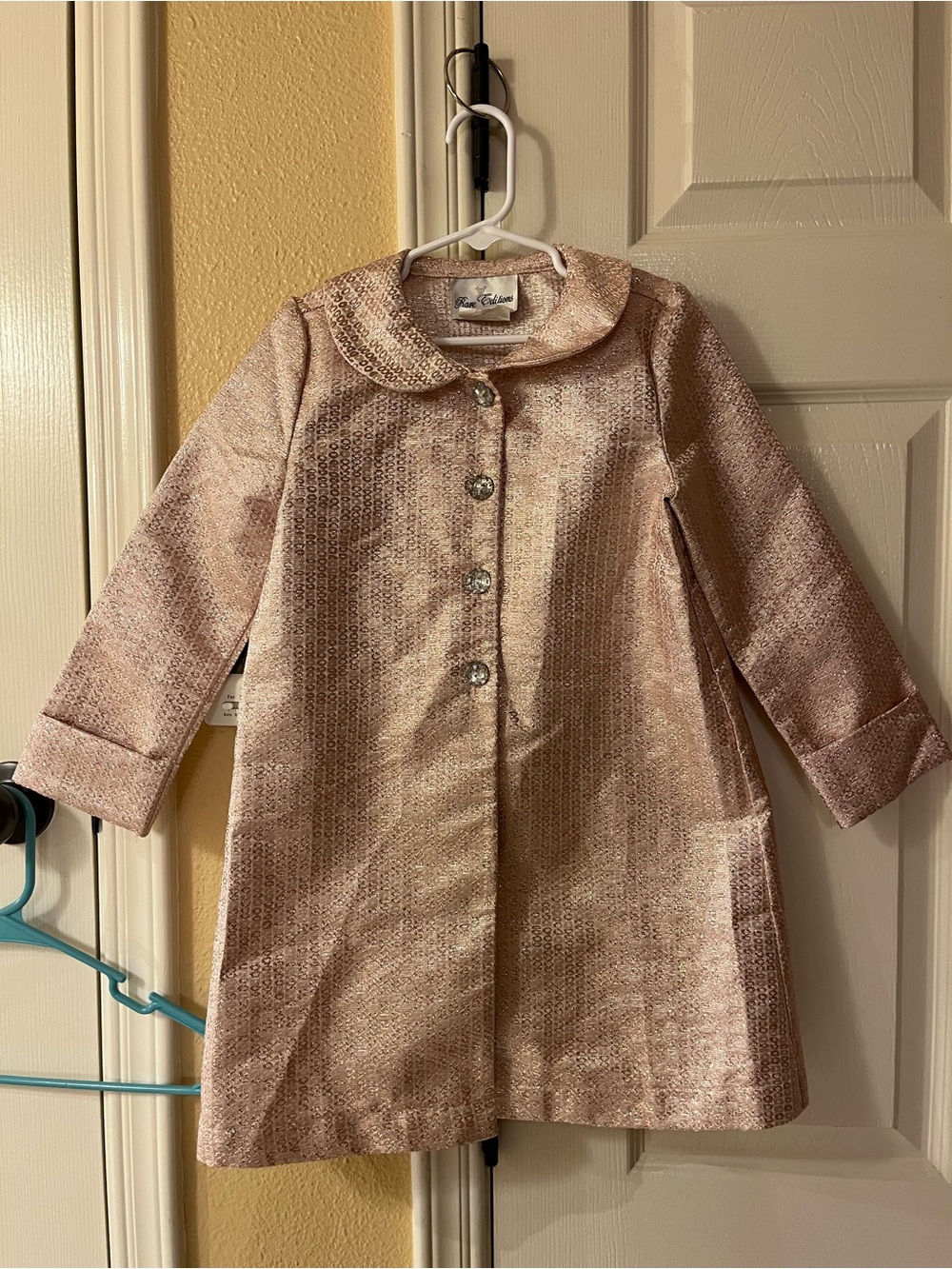 Rare Editions Pink Metallic A-Line Dress Coat